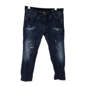MNG Womens 14 Lonny Boyfriend Factory Distressed Slim Leg Denim Jeans 36x28